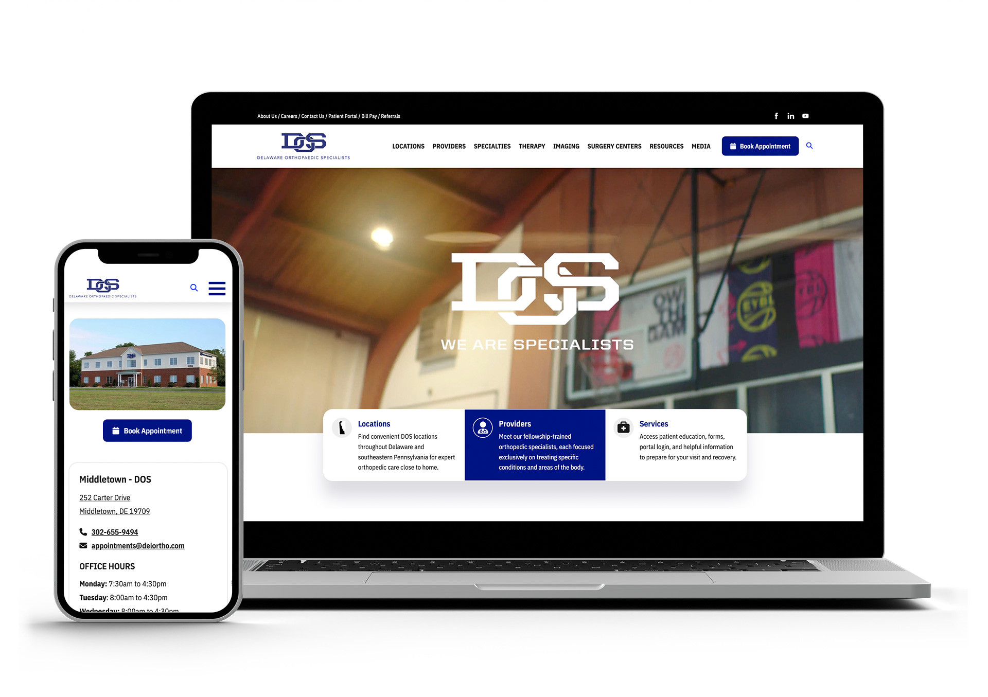 Delaware Orthopaedic Specialists website