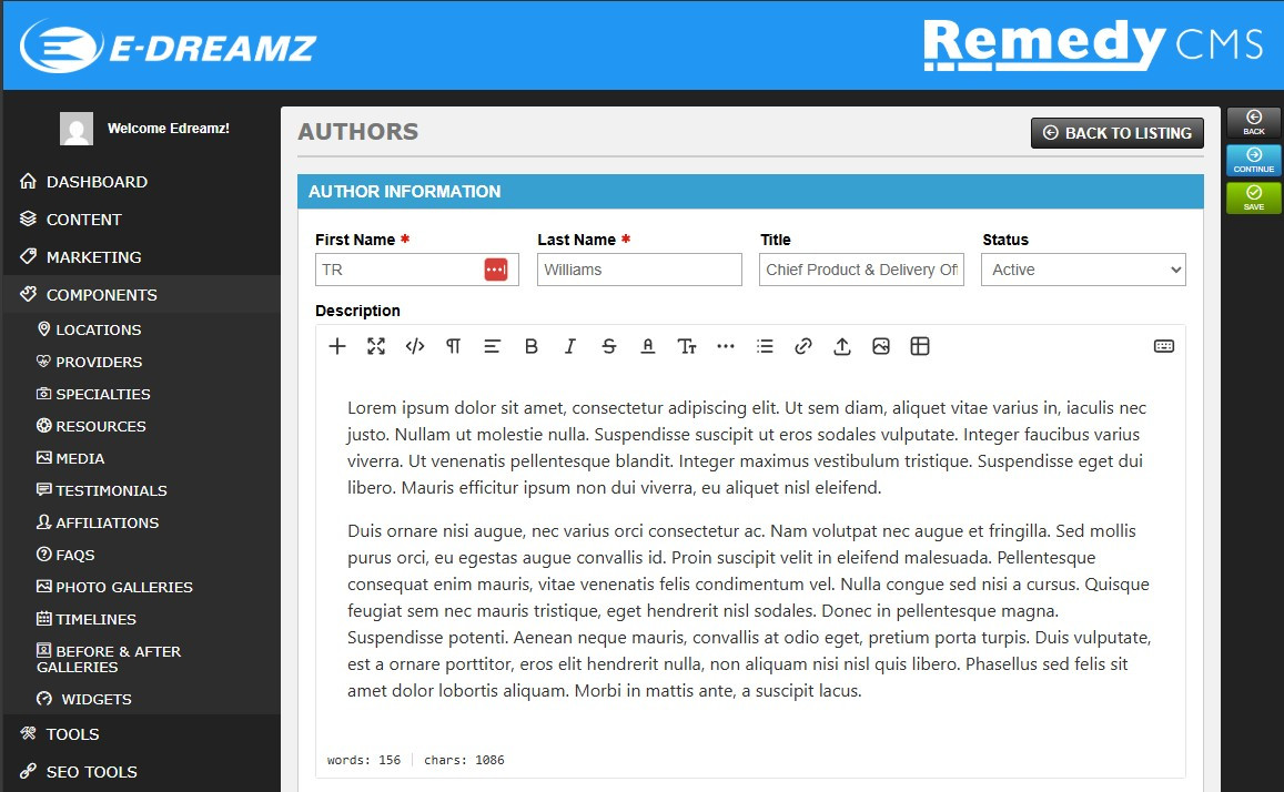 Remedy CMS Author Management
