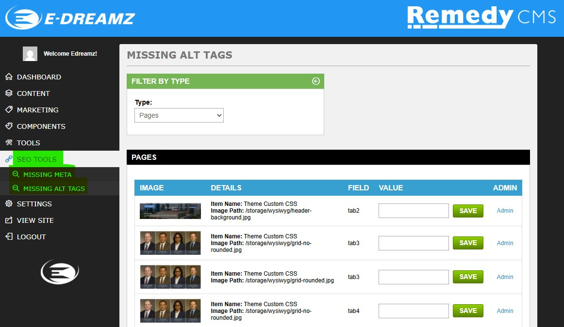 Remedy CMS Bulk Metadata & Image Alt Editor