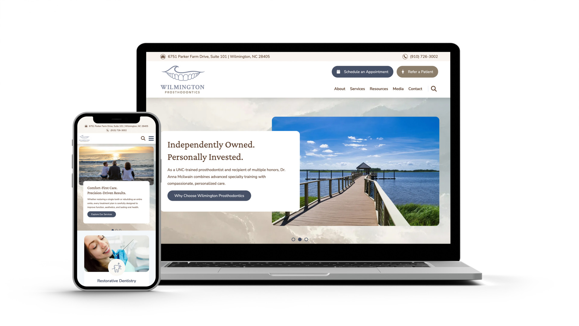Wilmington Prosthodontics Laptop and Mobile Design